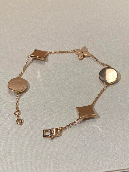 [⭐Lioran]STAR AND SUN 5 MOTIF MOP PINK GOLD BRACELET