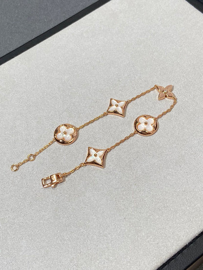 [⭐Lioran]STAR AND SUN 5 MOTIF MOP PINK GOLD BRACELET
