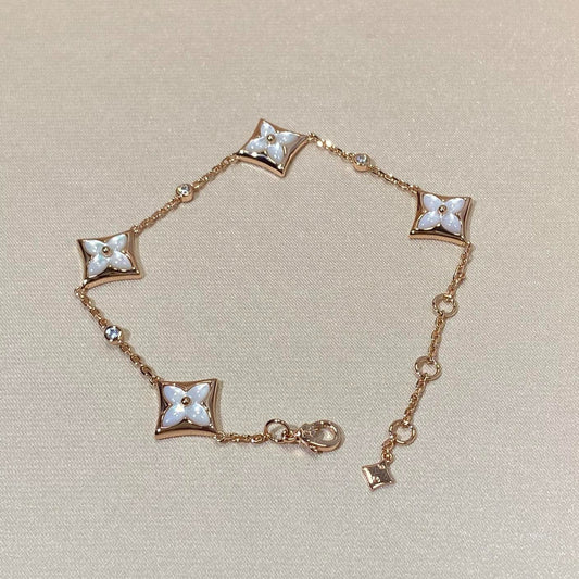 [⭐Lioran]STAR 4 MOTIF MOP DIAMOND PINK GOLD BRACELET