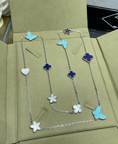 [⭐Lioran]LUCKY CLOVER SILVER 11 MOTIF NECKLACE