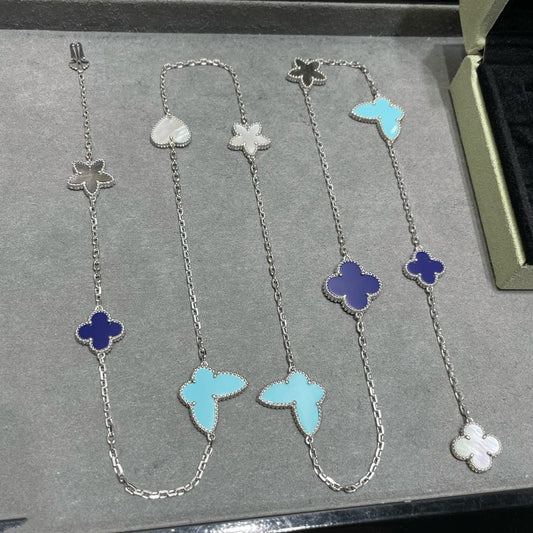 [⭐Lioran]LUCKY CLOVER SILVER 11 MOTIF NECKLACE