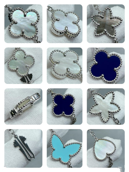 [⭐Lioran]LUCKY CLOVER SILVER 11 MOTIF NECKLACE