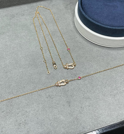 [⭐Lioran]FORCE 10 DIAMOND PINK GOLD NECKLACE