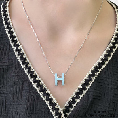 [⭐Lioran]POP H SKY BLUE NECKLACE
