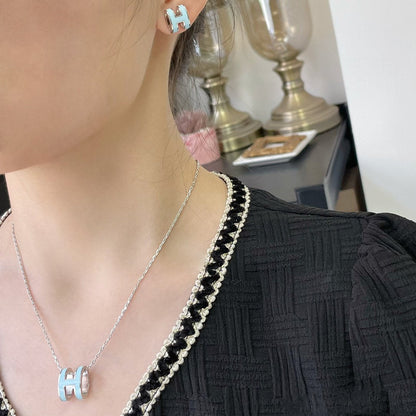[⭐Lioran]POP H SKY BLUE NECKLACE