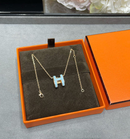 [⭐Lioran]POP H SKY BLUE NECKLACE