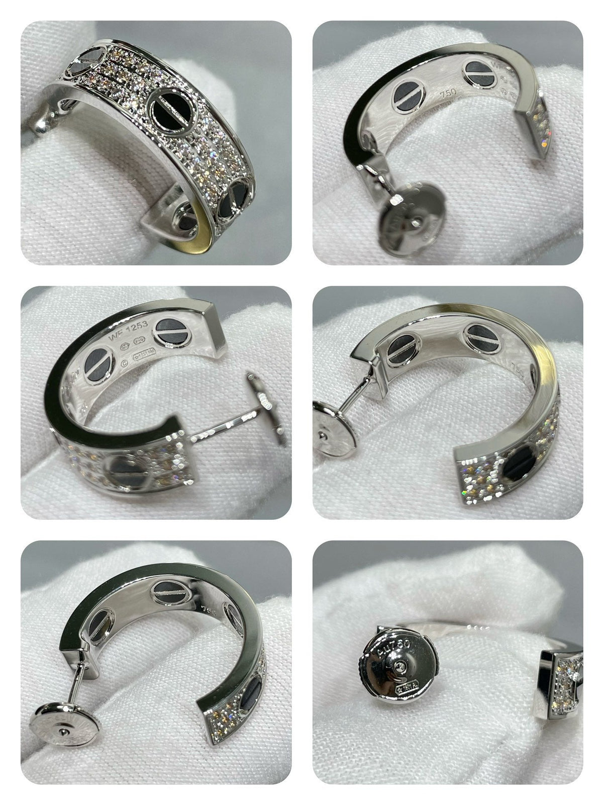 [⭐Lioran]LOVE CERAMIC DIAMOND PAVED SILVER EARRINGS