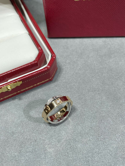 [⭐Lioran]LOVE PINK GOLD SILVER DIAMOND DOUBLE RING