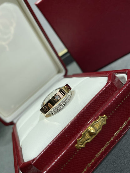 [⭐Lioran]LOVE PINK GOLD SILVER DIAMOND DOUBLE RING