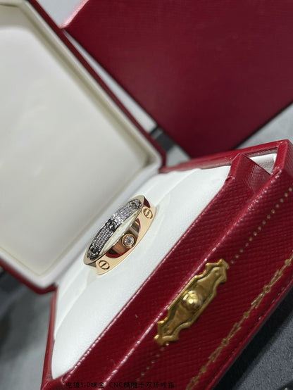 [⭐Lioran]LOVE PINK GOLD SILVER DIAMOND DOUBLE RING
