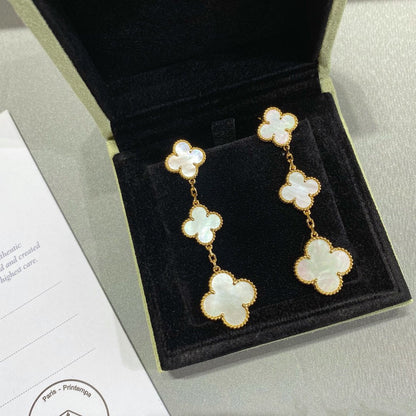 [⭐Lioran]CLOVER MOP 3 MOTIFS GOLD EARRINGS