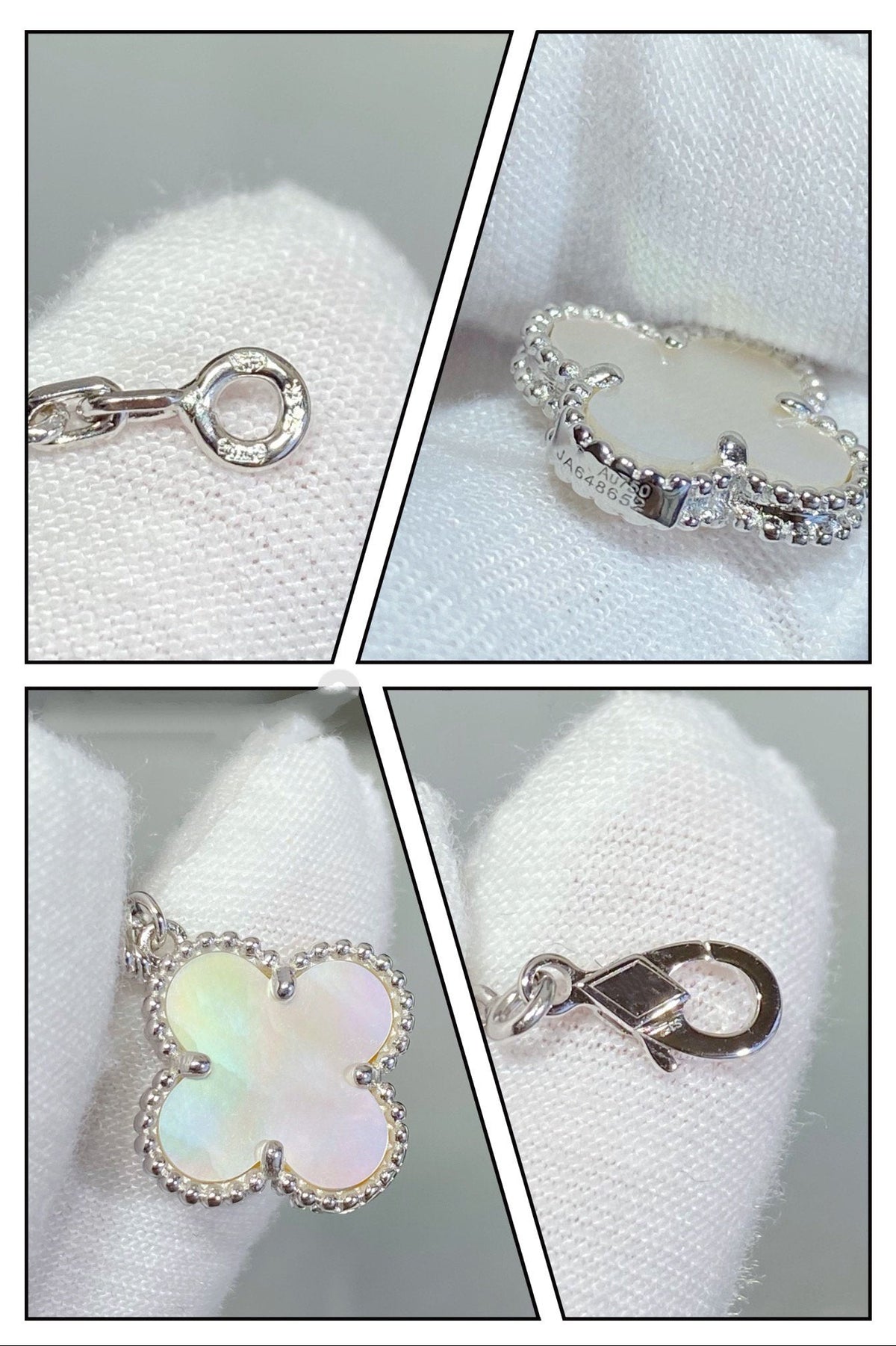 [⭐Lioran]CLOVER 5 MOTIF WHITE MOP SILVER BRACELET