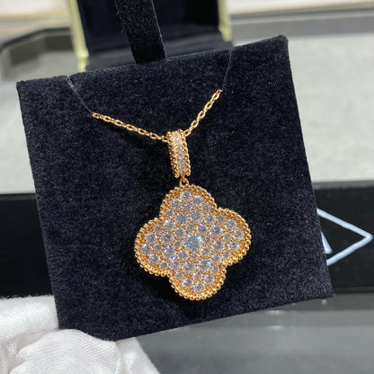 [⭐Lioran]CLOVER 25MM LARGE PEDANT DIAMOND PAVED LONG NECKLACE