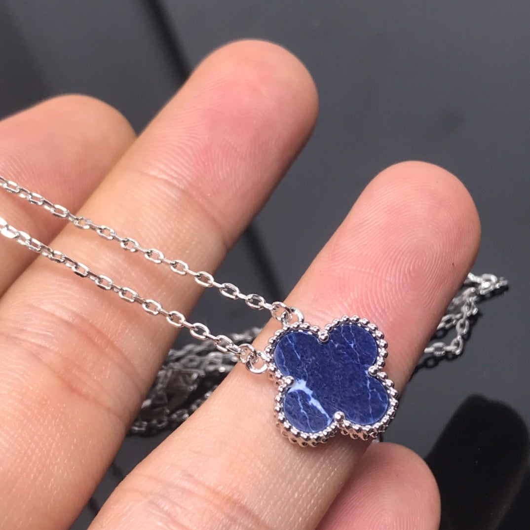 [⭐Lioran]CLOVER PIETERSITE SILVER LONG NECKLACE