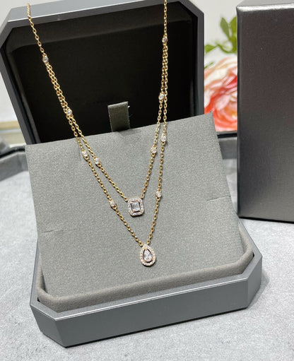 [⭐Lioran]MY TWIN 2 ROW DIAMOND NECKLACE