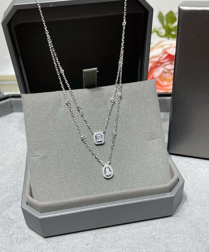[⭐Lioran]MY TWIN 2 ROW DIAMOND NECKLACE