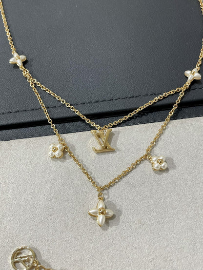 [⭐Lioran]FLOWERGRAM GOLD MOP DOUBLE ROW NECKLACE