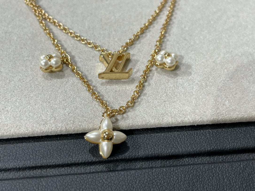[⭐Lioran]FLOWERGRAM GOLD MOP DOUBLE ROW NECKLACE