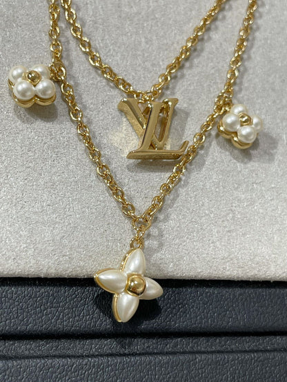 [⭐Lioran]FLOWERGRAM GOLD MOP DOUBLE ROW NECKLACE