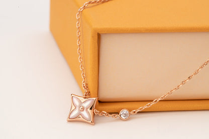 [⭐Lioran]STAR PINK MOP 1 DIAMOND PINK GOLD NECKLACE