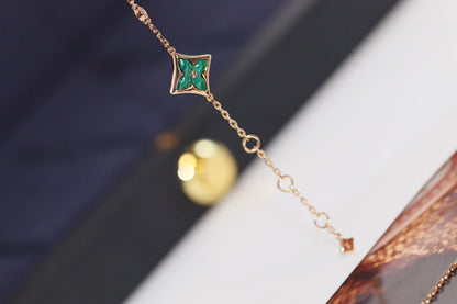 [⭐Lioran]STAR AND SUN 4 MOTIF PINK GOLD MALACHITE BRACELET
