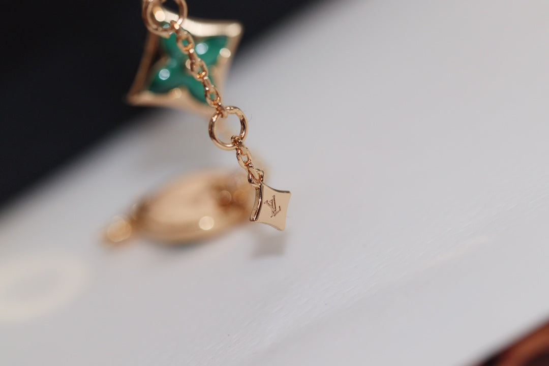 [⭐Lioran]STAR AND SUN 4 MOTIF PINK GOLD MALACHITE BRACELET