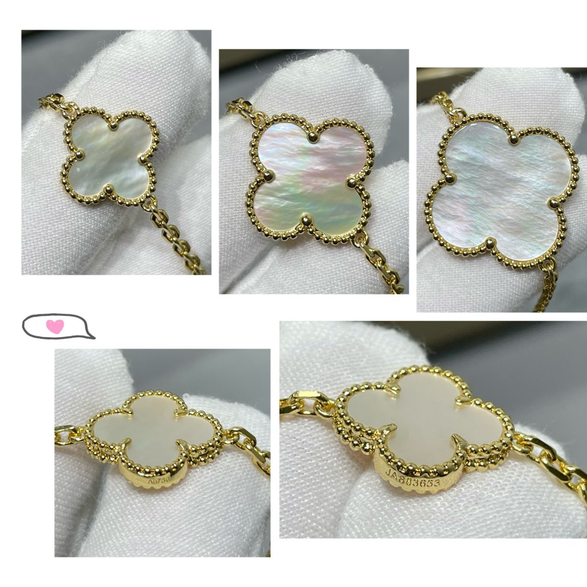[⭐Lioran]CLOVER 16 MOTIF WHITE MOP GOLD NECKLACE