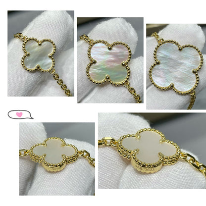 [⭐Lioran]CLOVER 16 MOTIF WHITE MOP GOLD NECKLACE
