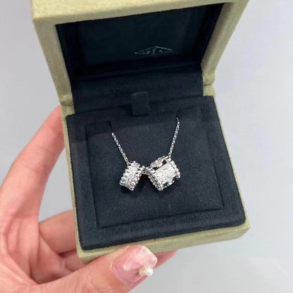 [⭐Lioran]PERLEE DOUBLE PENDANT SILVER DIAMOND NECKLACE