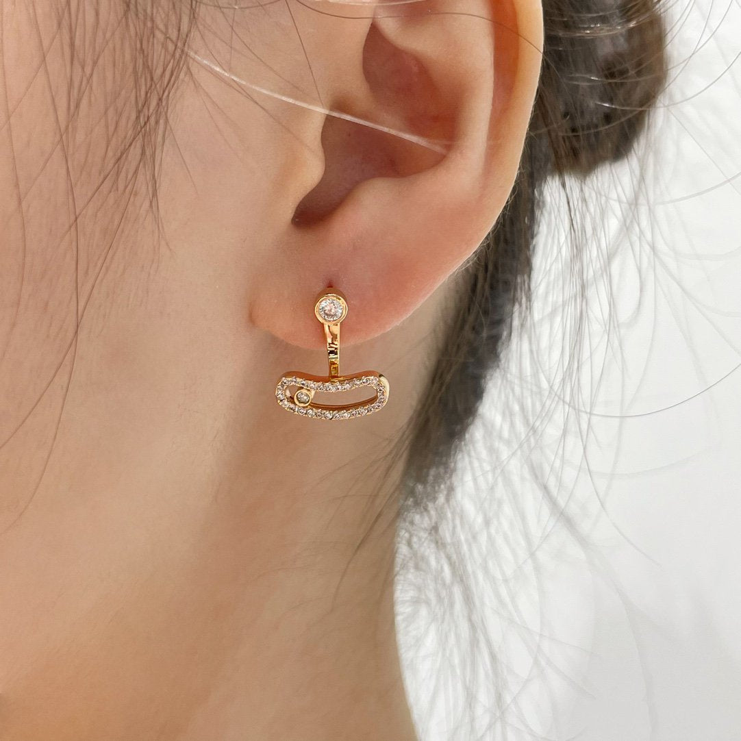 [⭐Lioran]MOVE UNO PINK GOLD DIAMOND EARRINGS