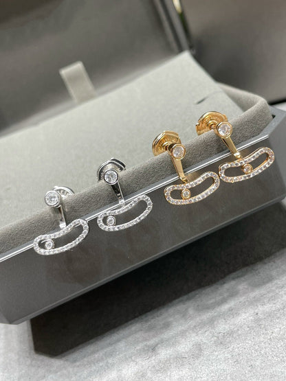 [⭐Lioran]MOVE UNO PINK GOLD DIAMOND EARRINGS