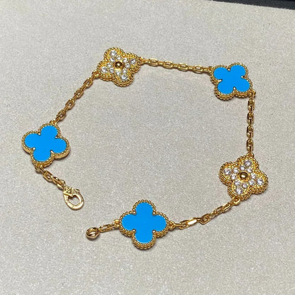 [⭐Lioran] CLOVER 5 MOTIF BLUE AGATE BRACELET COLLECTION