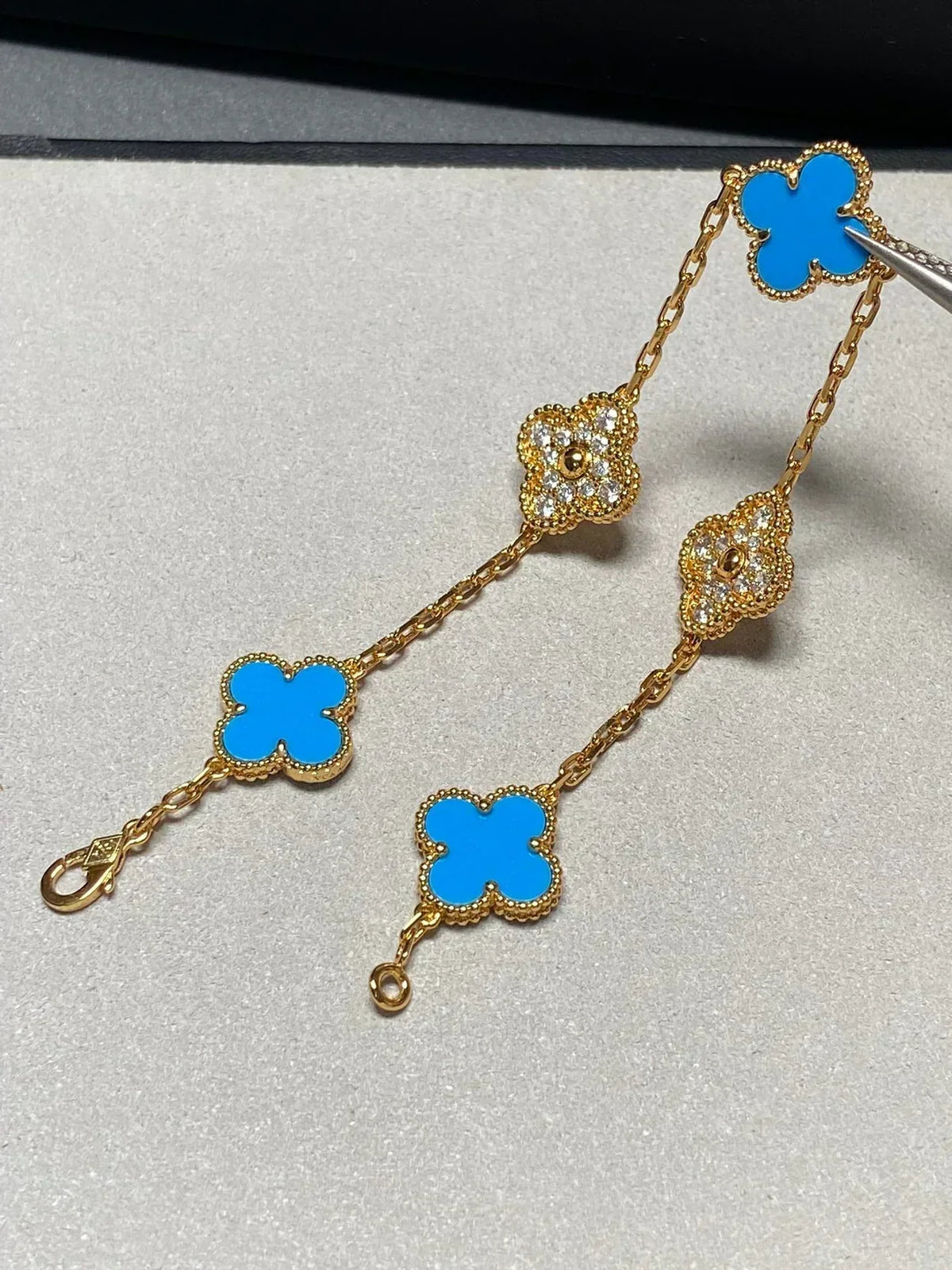 [⭐Lioran] CLOVER 5 MOTIF BLUE AGATE BRACELET COLLECTION
