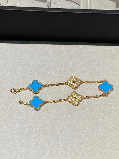 [⭐Lioran] CLOVER 5 MOTIF BLUE AGATE BRACELET COLLECTION