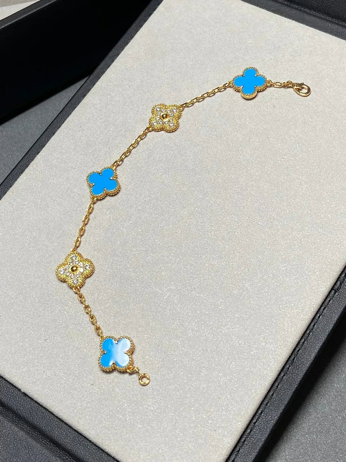 [⭐Lioran] CLOVER 5 MOTIF BLUE AGATE BRACELET COLLECTION
