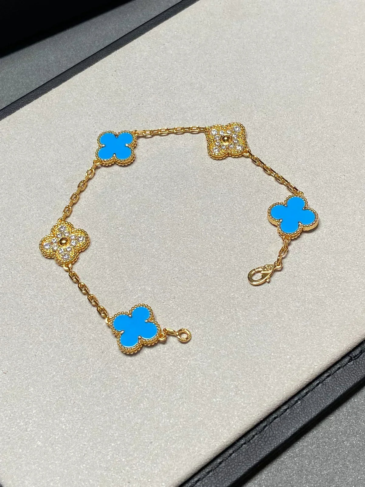 [⭐Lioran] CLOVER 5 MOTIF BLUE AGATE BRACELET COLLECTION