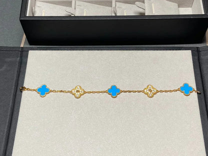 [⭐Lioran] CLOVER 5 MOTIF BLUE AGATE BRACELET COLLECTION