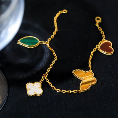 [⭐Lioran]LUCKY SPRING 5 MOTIF GOLD BRACELET