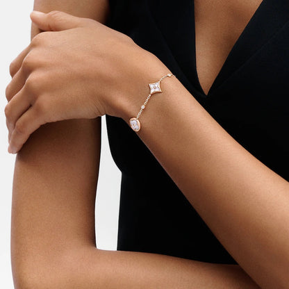 [⭐Lioran]STAR AND SUN 4 MOTIF WHITE MOP PINK GOLD BRACELET