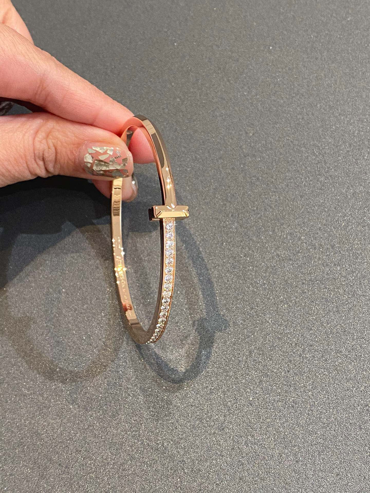 [Lioran]NARROW T1 HINGED BANGLE DIAMOND PINK GOLD