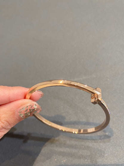 [Lioran]NARROW T1 HINGED BANGLE DIAMOND PINK GOLD