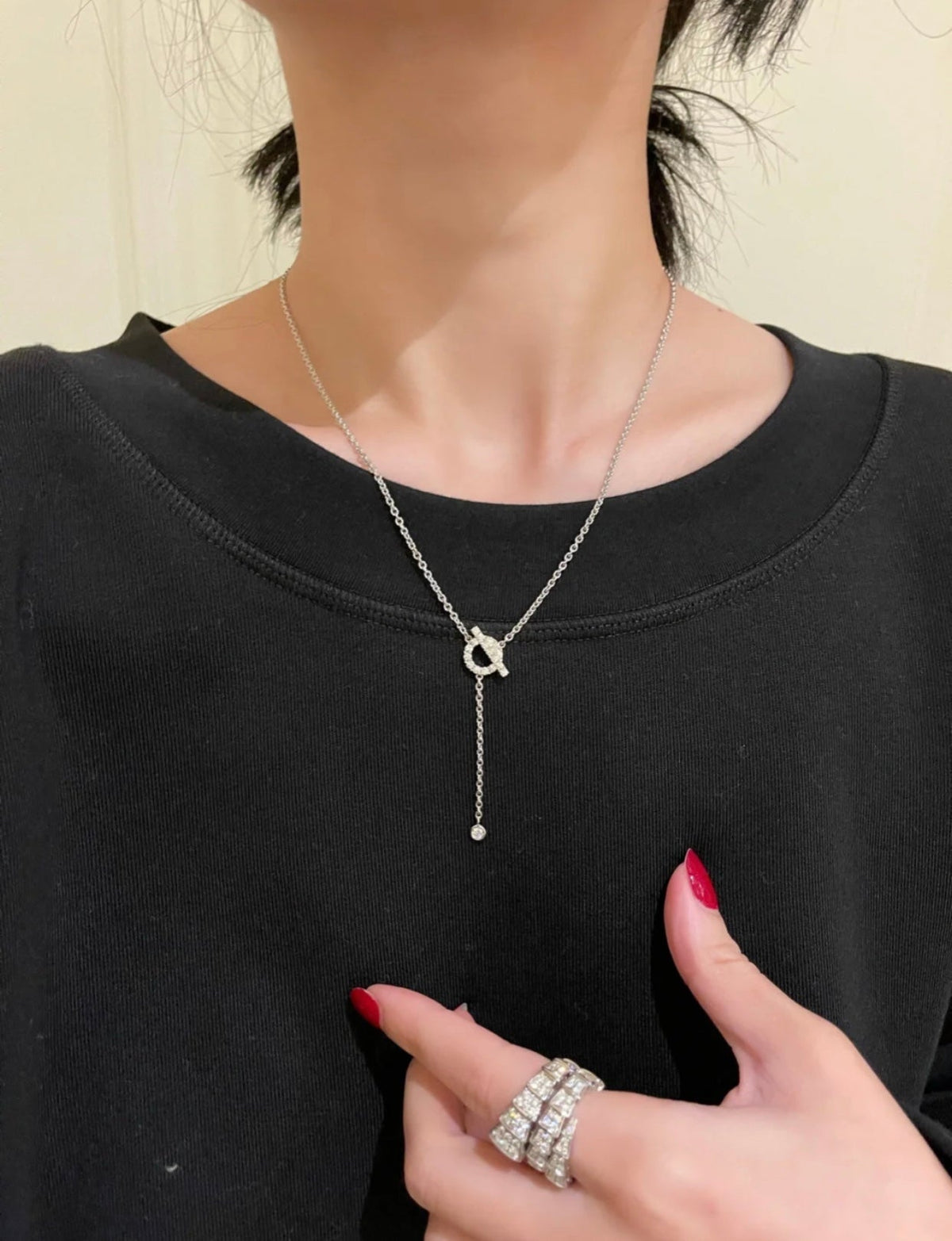 [⭐Lioran]FINESSE SILVER DIAMOND NECKLACE