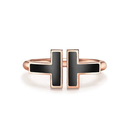 [Lioran]T SMALL ONYX PINK GOLD RING