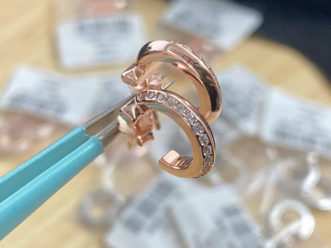 [Lioran]T1 HOOP DIAMOND EARRINGS