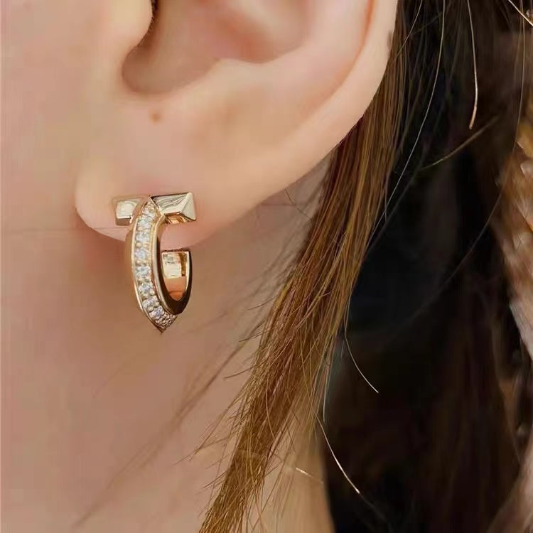 [Lioran]T1 HOOP DIAMOND EARRINGS