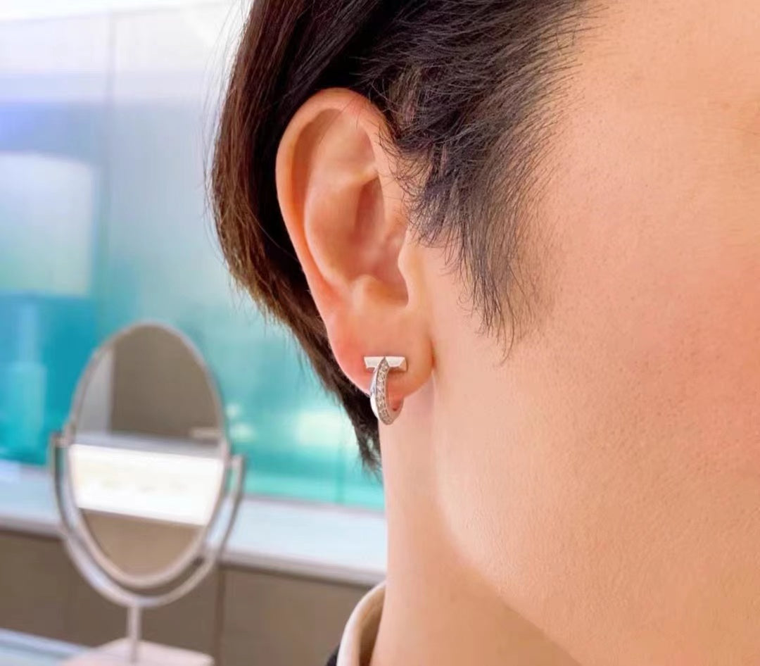 [Lioran]T1 HOOP DIAMOND EARRINGS
