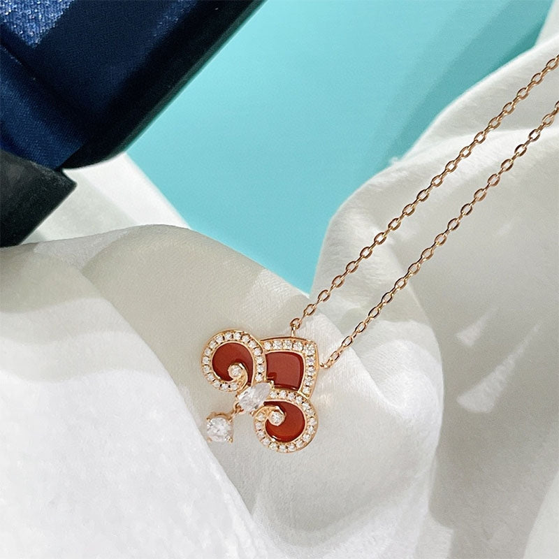 [Lioran]FLEUR DE LIS PINK GOLD DIAMOND NECKLACE
