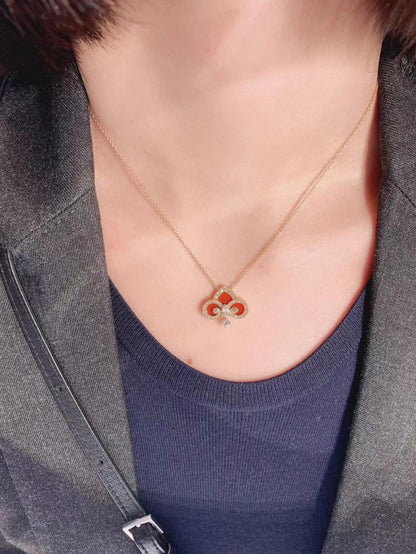 [Lioran]FLEUR DE LIS PINK GOLD DIAMOND NECKLACE