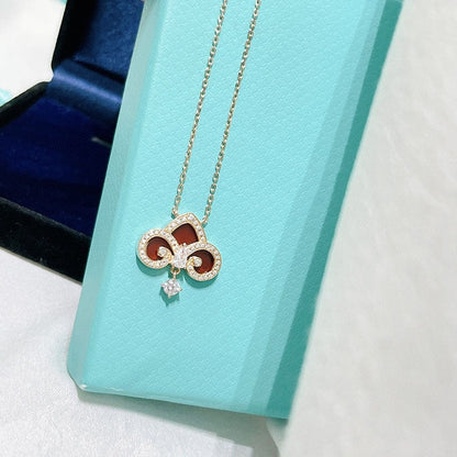 [Lioran]FLEUR DE LIS PINK GOLD DIAMOND NECKLACE