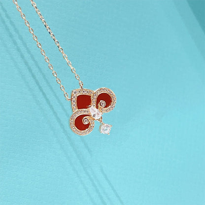 [Lioran]FLEUR DE LIS PINK GOLD DIAMOND NECKLACE